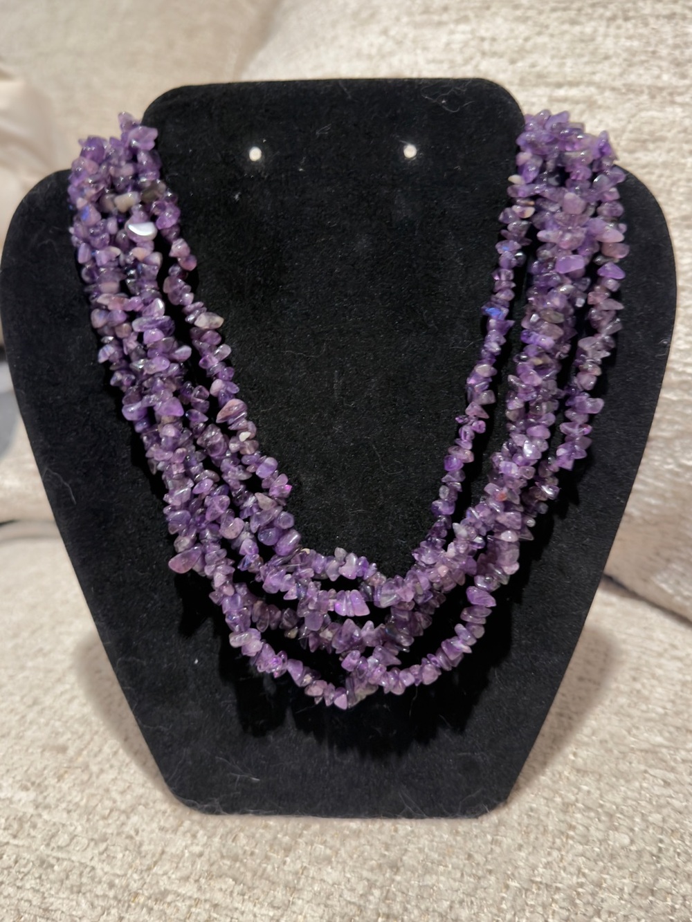 Multi-Strand Purple Amethyst Chip Necklace
